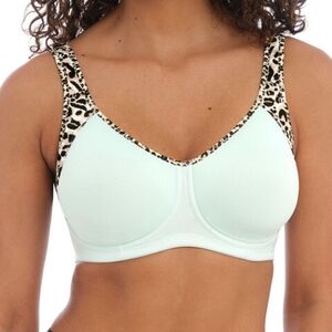 Freya Sonic Moulded Sports Bra Leopard Aqua Blue Underwire High Impact Size 38i